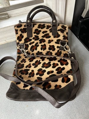 BOLSO DE HOMBRO FAB MAURIZIO TAIUTI ANIMAL ESTAMPADO DE LEOPARDO PELO DE BECERRO DOBLE ASA Foto 1 de 4