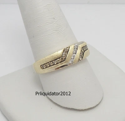 .38CT MENS NATURAL DIAMOND WEDDING BAND BRIDAL RING 10K YELLOW GOLD - Image 1 of 4