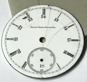 ELGIN ESFERA PORCELANA TAMAÑO 18 24 HORAS CON ASTILLA + LÍNEAS DE PELO --BB-1975 - Imagen 1 de 2