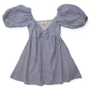 Mini Vestido CLEOBELLA Seersucker Calado Volantes Manga Abullonada Talla Pequeños Bolsillos - Imagen 1 de 8