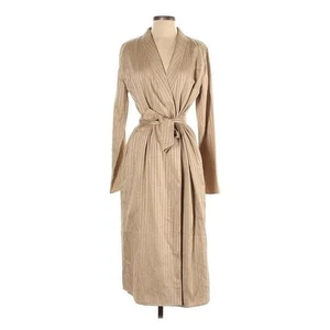 Lovers + Friends Trenchcoat Gr. Small lang Gürtel hellbraun gestreift Staubtuch - Bild 1 von 5