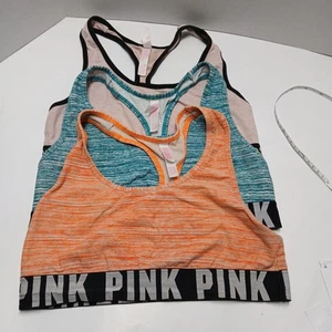 VICTORIA SECRET Sport Bra Size Medium Haut Court Racer Backs Set Of 3 - Picture 1 of 14