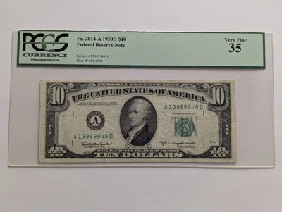 1950 D $10 FRN ~ PCGS Currency 35 Very Fine VF ~ Boston ~ Fr. 2014-A ~ Ten Note - Image 1 of 4