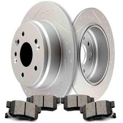 Rotores de freno de discos sólidos ranurados traseros con pastillas de cerámica para Acura TL 1999-2003 Foto 1 de 4