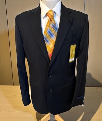 New Stafford Sz 40L Classic Fit Sport Coat Jacket Men's Solid Black Wool Blazer - Image 1 of 4