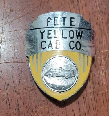 ANTIGUO Sombrero PETE Cabina Amarilla Insignia Emblema Uniforme Años 40 Conductor, Gran Forma Foto 1 de 2