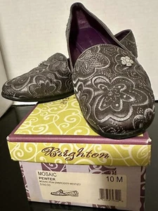 Brighton Mosaic Pewter Embroider Mestizo Loafer Shoes Sz 10 W/box - Picture 1 of 12
