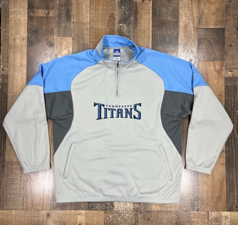 Tennessee Titans Mens Jacket Extra Large Gray NFL Quarter Zip Fleece Lined Cover