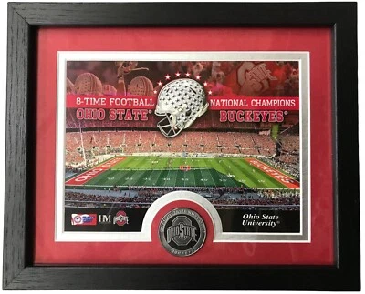 俄亥俄州立大学七叶树 11 x 9 相框带彩色硬币高地完好 NCAA 香榭丽舍全新 — 第 1/4 张图片