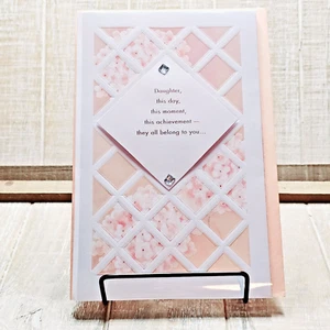 American Greetings Abschlusskarte Rosa Pfirsich Gitter Schmuck Blumen Glückwunsch - Bild 1 von 10