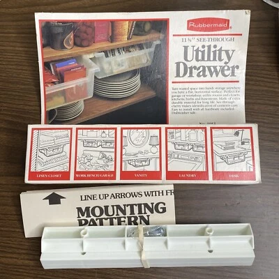 Vintage Rubbermaid Brackets & Hardware For 11 3/4” Utility Drawer No 3012 - Imagem 1 de 4