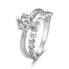 925 Sterling Silver Double Layer and CZ Half Eternity Ring All Sizes