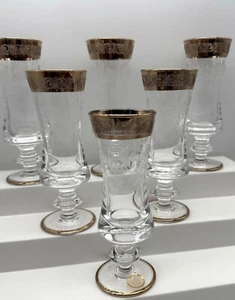 Vintage SC Line Italienisches 24k Gold Flöte/Wein Sektglas - 6er Set Italien - Bild 1 von 7