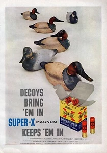 1957 Western Super X Shotgun Ammo Duck Decoys Original Color Print Ad - Picture 1 of 1