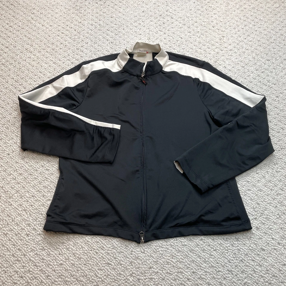 Chaqueta deportiva Danskin Now Track Missy XL 16/18 negra cremallera completa poliéster para mujer Foto 1 de 4