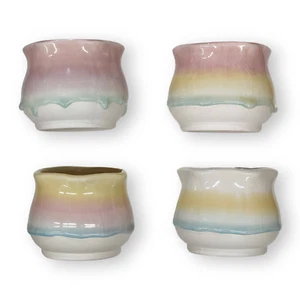 3.5" Ceramic Drip Glazed Mini Succulent Plant Pot Cute Flower Round Planter - Picture 1 of 23