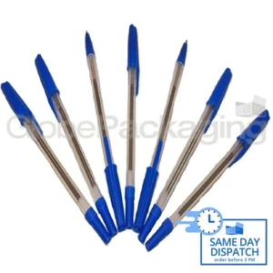 150 x QUALITY BLUE MEDIUM TIP BALL POINT BALLPOINT PENS - Picture 1 of 6