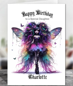 Biglietto Auguri Compleanno Fata Arcobaleno Gotico Personalizzato - Misura a Scelta - Foto 1 di 4