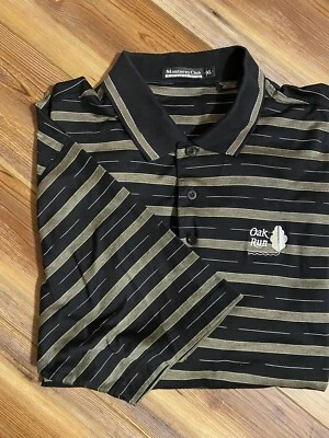 Camisa Polo Monterey Club Para Hombres TALLA XL Negra TOSTADA/DORADA Rayas ROBLE CORRER En muy buena condición Foto 1 de 3