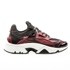Kenzo Women's Sonic Sneakers in Dark Red and Black Leather Size EU 41 - Picture 1 of 3