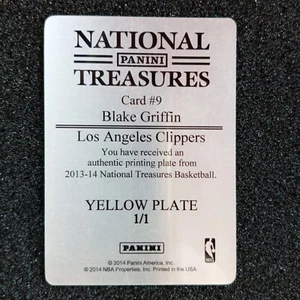 2013-14 Panini Tesori Nazionali Targa Stampa GIALLA 1/1 BLAKE GRIFFIN - Foto 1 di 7