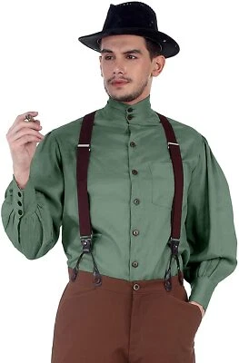 Camisa Steampunk Victoriano Disfraz de Cosplay Para Hombre Señor Lino Camisa Gótica Foto 1 de 4