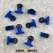 LEGO 3829c01 Vehicle, Steering Stand 1 x 2 with Black Wheel - BLUE (10pcs)