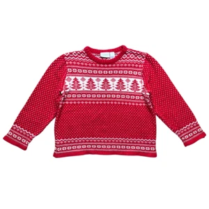 Suéter Tejido Grueso Fair Isle De Colección Mediano Grande Cuadrado Crochet Nórdico Retro - Imagen 1 de 4