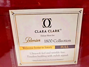 Nuevo en Paquete Juego de Sábanas Clara Clark Deluxe Premier Colección 1800 Bolsillos Profundos ROJO - Imagen 1 de 5