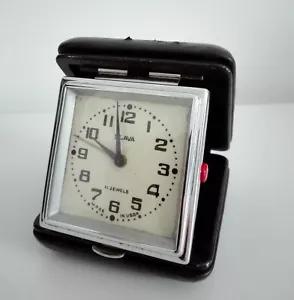 Vintage Soviet Russian voyage table SLAVA alarm clock USSR clocks 11 jewels deco - Picture 1 of 12