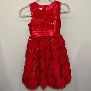 American Princess red ribbon and sequined holiday dress Size 8 - Picture 1 of 6