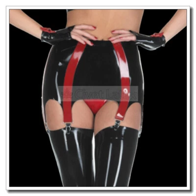 Liguero de látex cintura alta espalda a presión corte alto adornos anchos personalizar H5 Foto 1 de 4