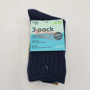 Stride Rite Boys Mid Length Ribbed Uniform Socks 3 Black Navy Blue Tan 10 13 - Picture 1 of 7