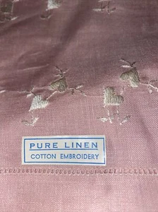 Paar Taschentücher reines Leinen mit Baumwolle bestickte Herzen rosa & weiß - Bild 1 von 8