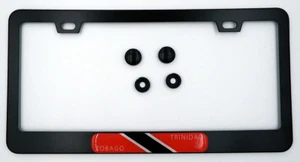 Trinidad and Tobago Flag Metal black Aluminium Car License plate frame holder - Imagen 1 de 6