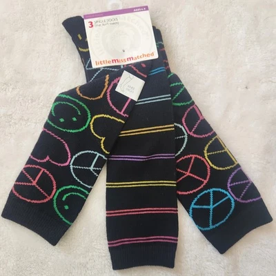 NWT LittleMissMatched Knee High 3 Socks with Colorful Patterns Age 4-9 - Image 1 of 3