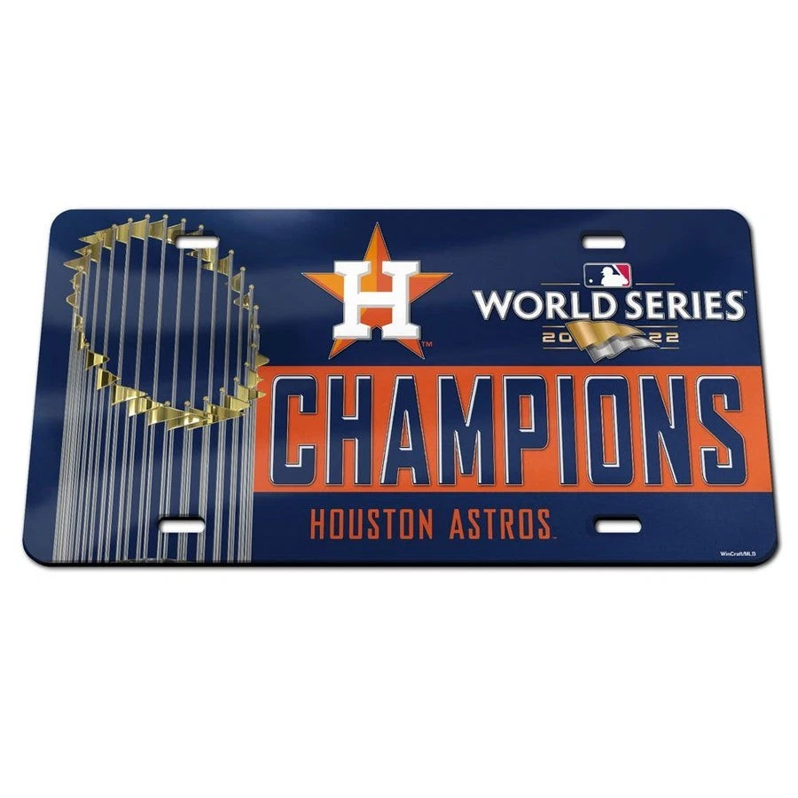 HOUSTON ASTROS 2022 WORLD SERIES CHAMPIONS Trophy Lazer Mirror License Plate - Image 1 of 1