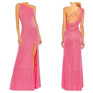 Mac Duggal 26990 rosa Pailletten One-Shoulder-Kleid Kleid Größe 2 neu mit Etikett Abend formell - Bild 1 von 7