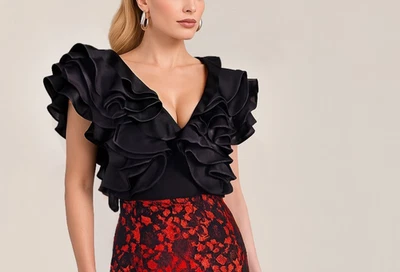 出售 $950 假日 GLAM STATEMENT ANNE FONTAINE 法国丝绸罩衫,尺寸 40-42 — 第 1/4 张图片