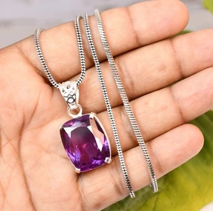 48,25 ct natürlicher lila Saphir Kissen 925 Sterlingsilber Anhänger zertifiziert - Bild 1 von 8