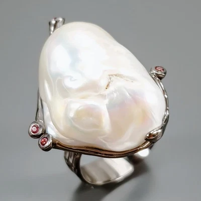 Jewellery Natural Baroque Pearl Ring 925 Sterling Silver Size 8 /R436352 - Image 1 of 4