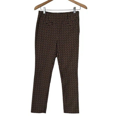 Anthropologie The Essential Slim Pants Size 2 Brown Geometric Maximalist - Image 1 of 4