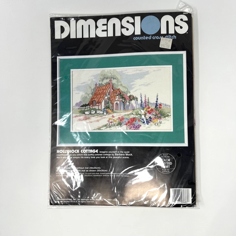 Dimensions Hollyhock Cottage Counted Cross Stitch Kit 3683 Vintage 1989