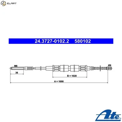 CABLE PULL PARKING BRAKE 24.3727-0102.2 FOR VW GOLF/�/Cabriolet SCIROCCO 1.5L - Image 1 of 4
