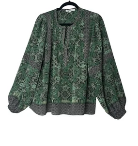 Rose + Olive Top Women Large Blouse Long Sleeve Lightweight Colorful Career - Picture 1 of 9