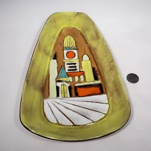 Harris Strong Art Pottery Architecture Triangular Decorative Plate Wall Decor US - Picture 1 of 7