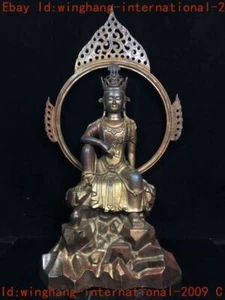 old Tibet Buddhism temple bronze Gilt Tara Kwan-Yin GuanYin Buddha statue - Picture 1 of 9