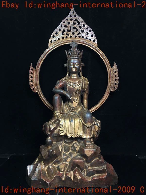 old Tibet Buddhism temple bronze Gilt Tara Kwan-Yin GuanYin Buddha statue Foto 1 de 4