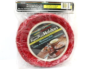 De Colección Nevco 4 Pk Ratán Mimbre Papel Lacado Plato Soporte Fiestas Cocina Rojo - Imagen 1 de 5