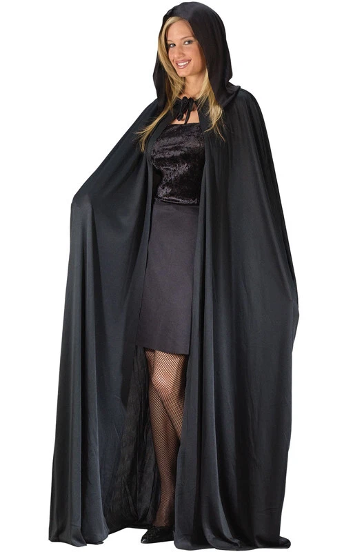 Fun World Adult 68" Black Gothic Hooded Cape Halloween Dress up